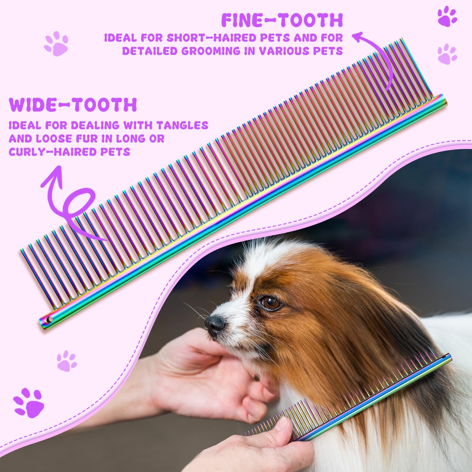 Moontay grooming comb included with 7inch set for detangling prep.