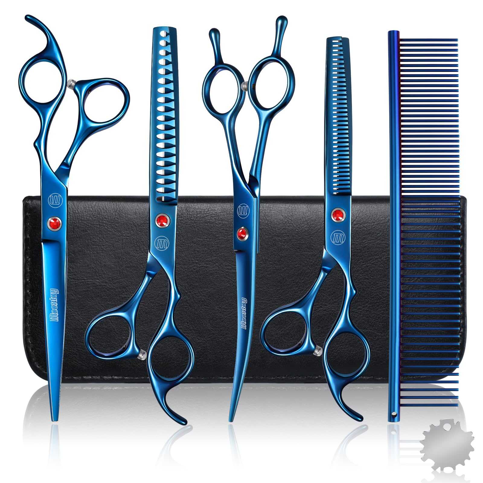 Moontay curved 7-inch dog grooming scissors for precise trimming around ears and facial features