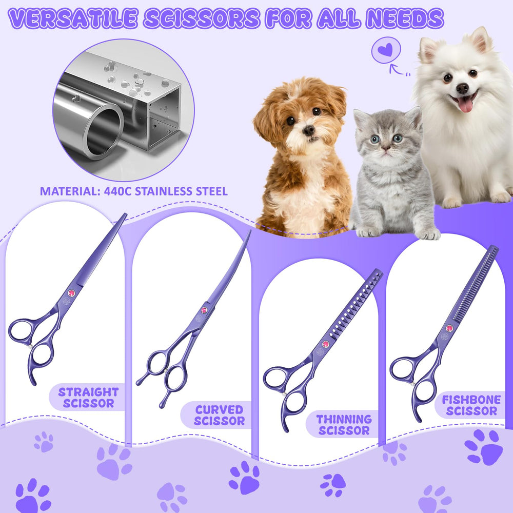 Moontay professional dog scissors 7-inch chunkers thinning for thick fur reduction