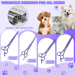 Moontay professional dog scissors 7-inch chunkers thinning for thick fur reduction