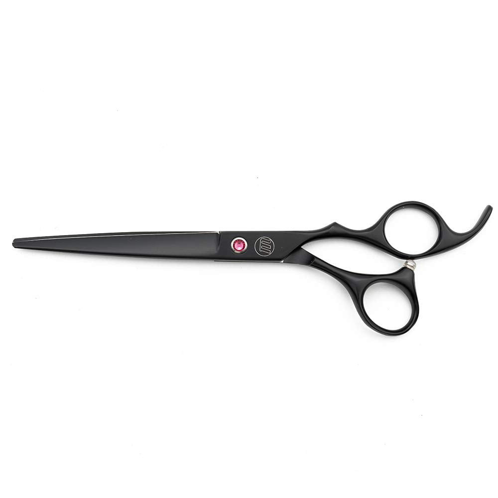 Moontay upward curved dog grooming scissors assist around ears and contours.