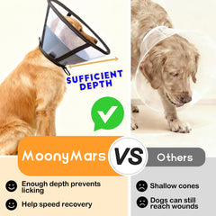 MoonyMars soft dog cone LL black adjustable fit demonstrated with Velcro