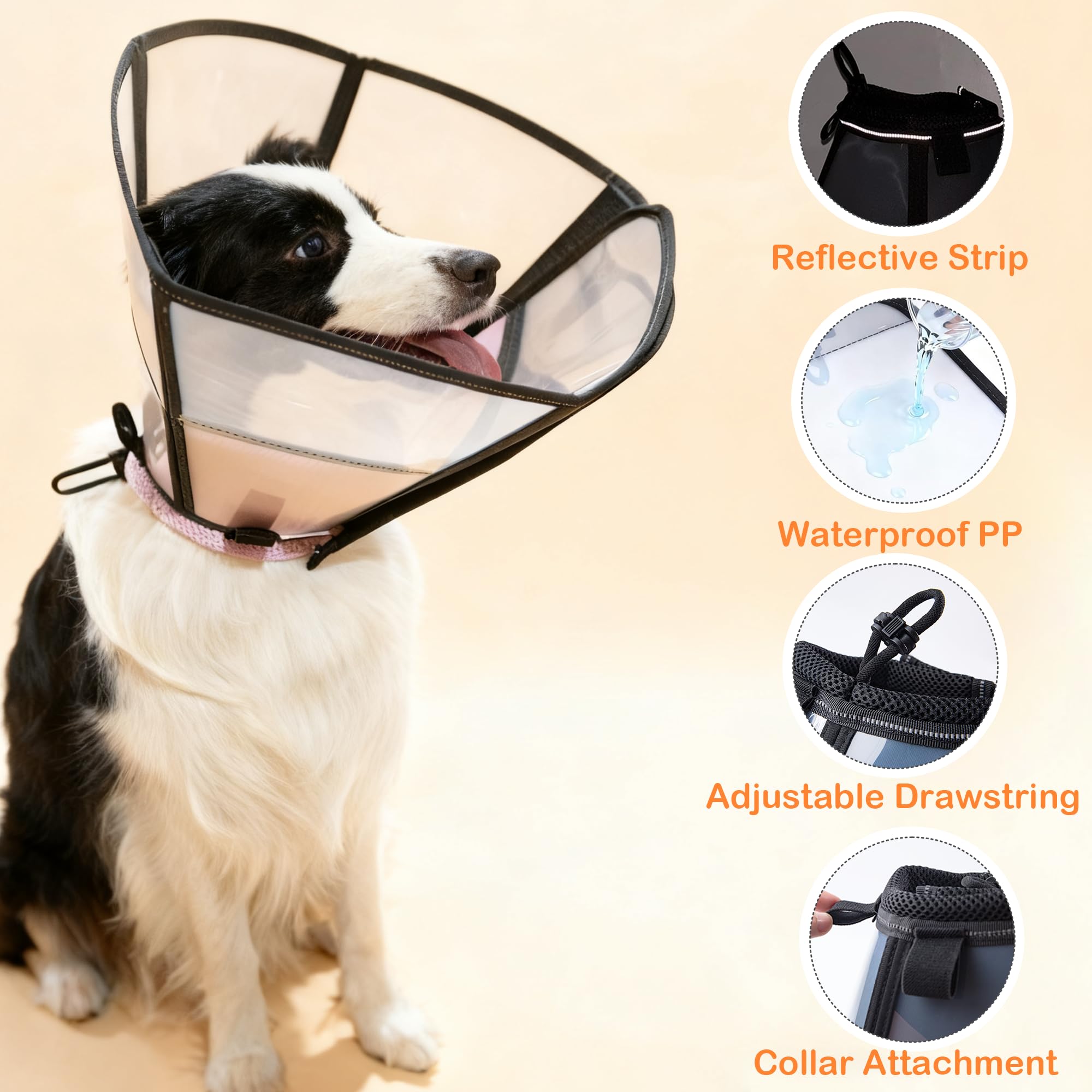 MoonyMars soft dog cone LL black collar attachment loop for practicality