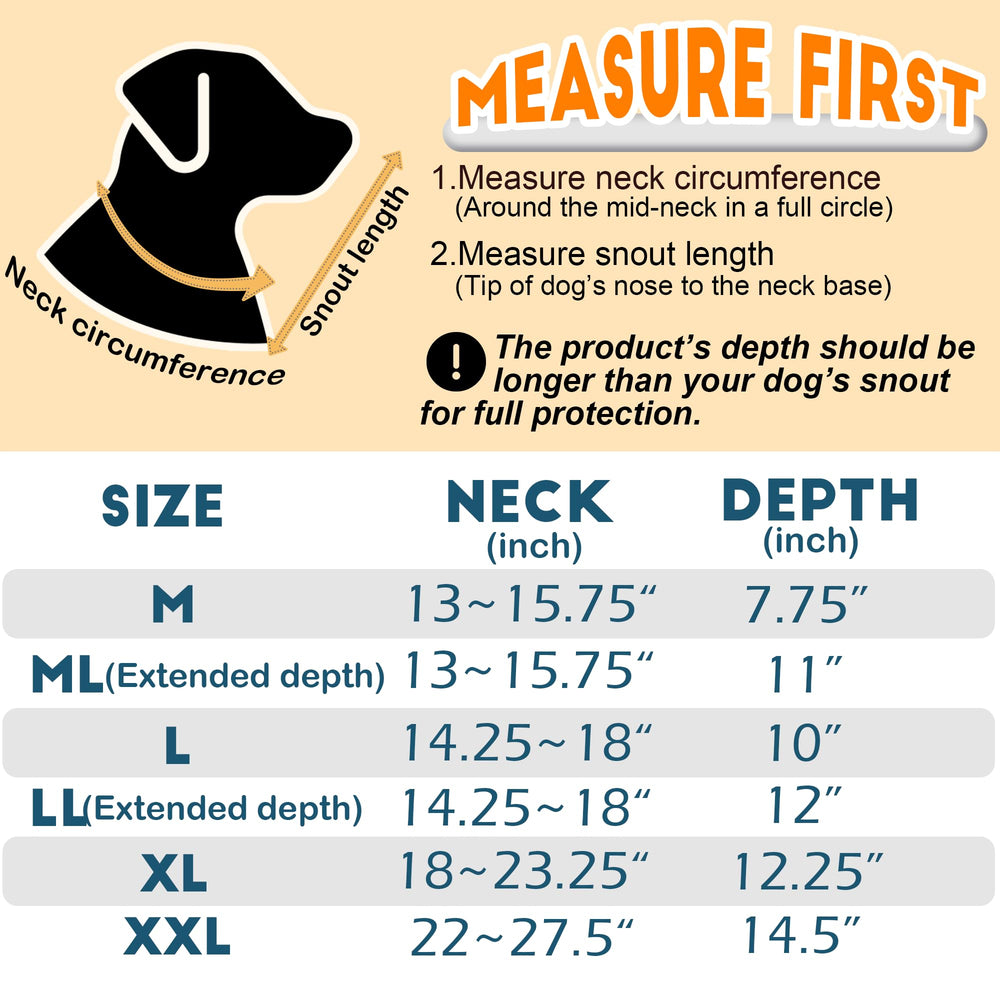 MoonyMars soft dog cone LL black secure Velcro base for stability