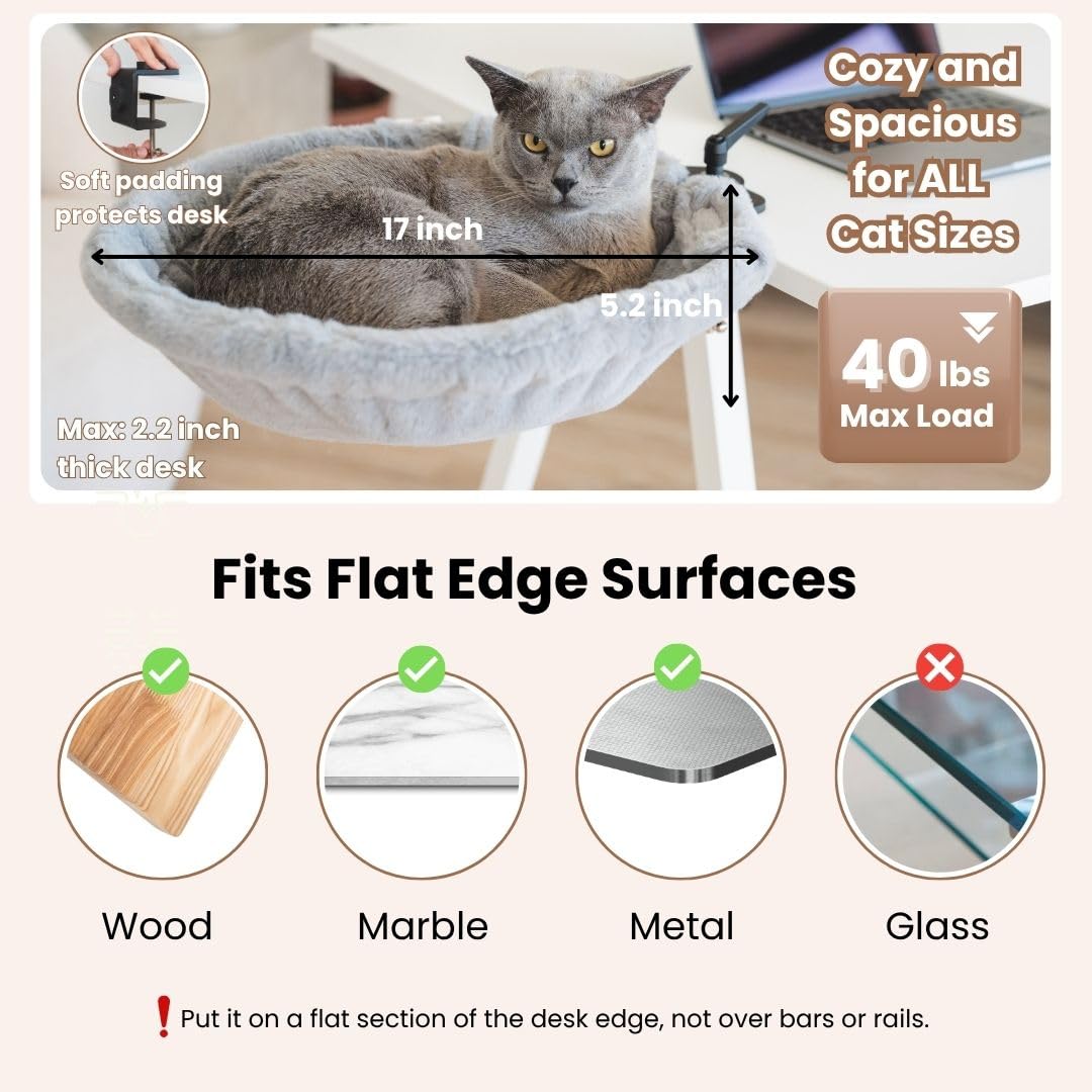 Moose Cozy Cat Desk Bed as bedside hammock provides elevated comfort beside you.