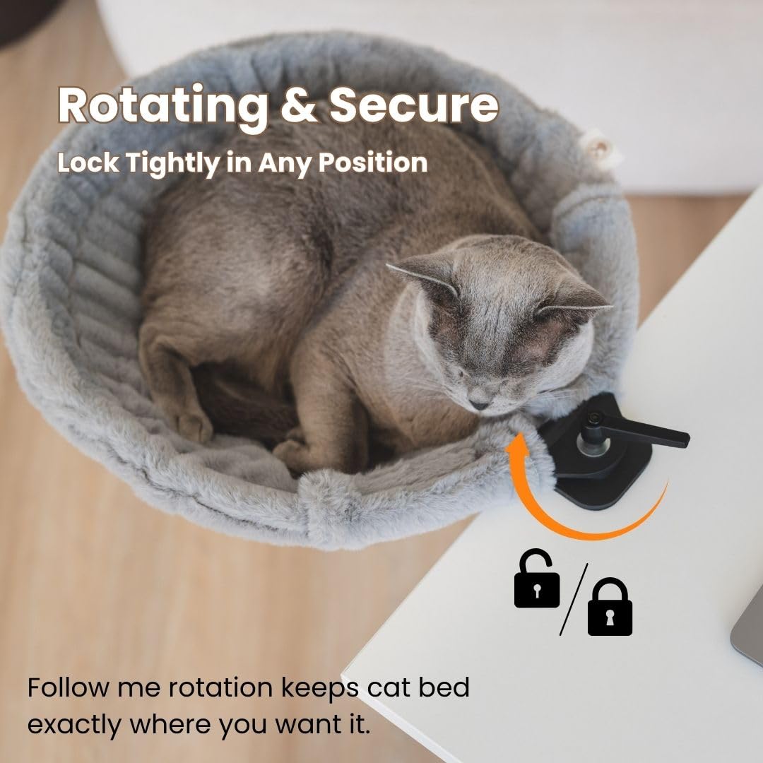Moose Cozy Cat Desk Bed offers an elevated view for perched lounging and focus.