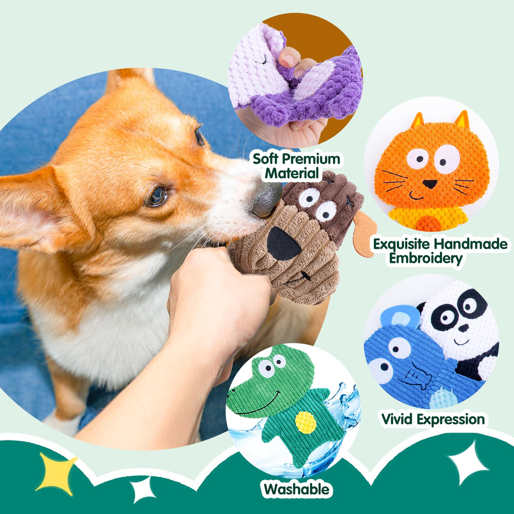 Mootop No Stuffing Dog Toy Dog provides multiple squeakers for engaging solo play.