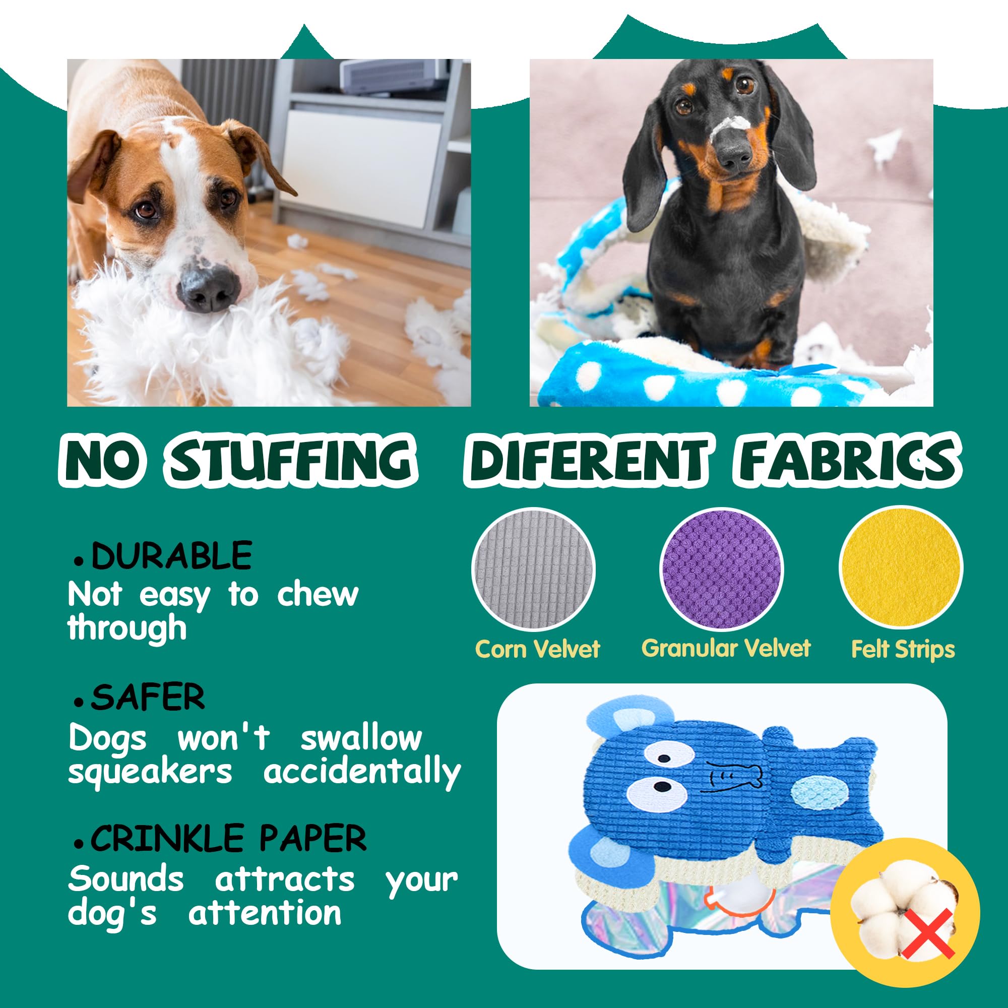 Mootop No Stuffing Dog Toy Pig offers durable plush fun with safe chewing.