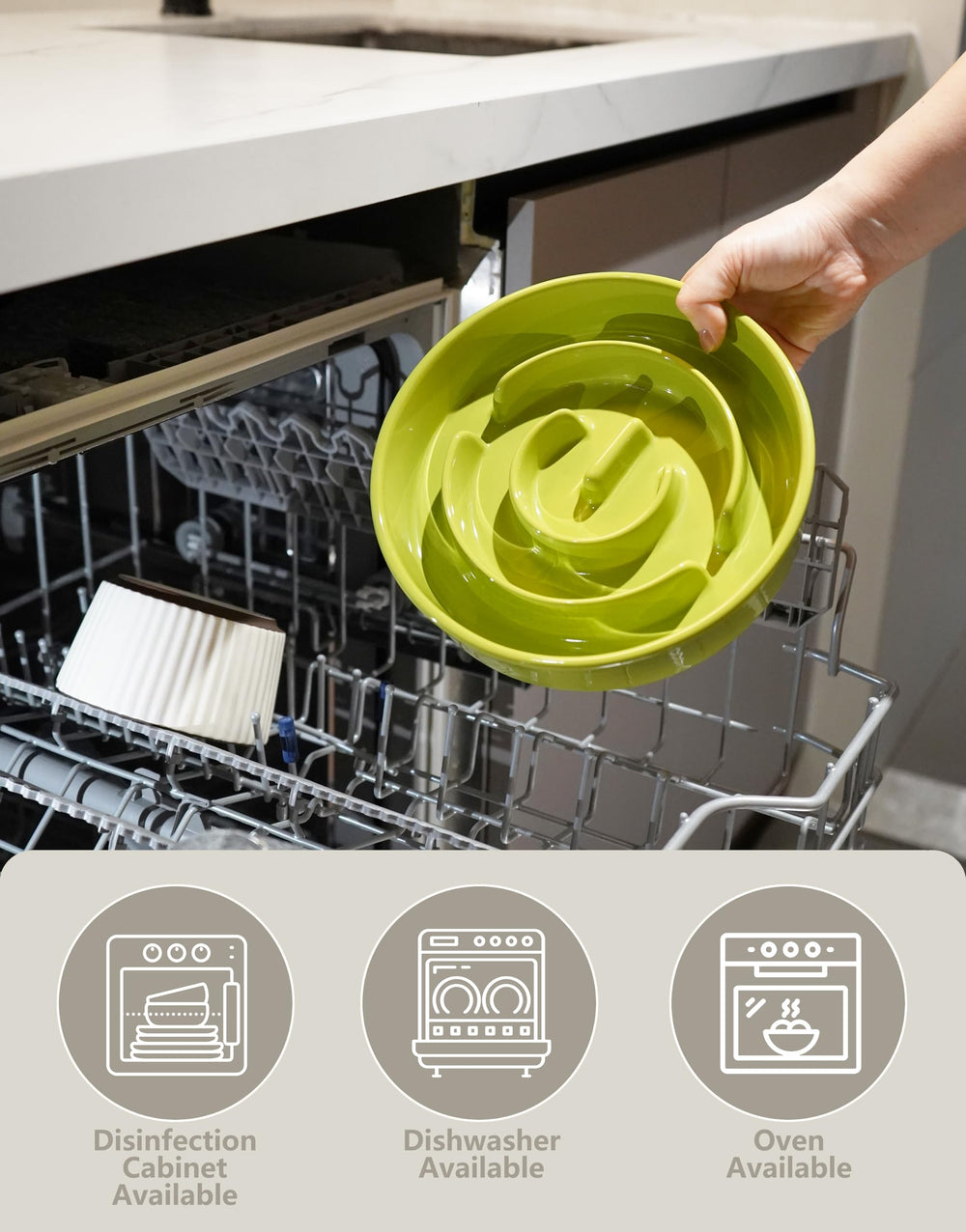 MOPANG 10in green bowl demonstrates spacious design for big breeds and easy cleaning.