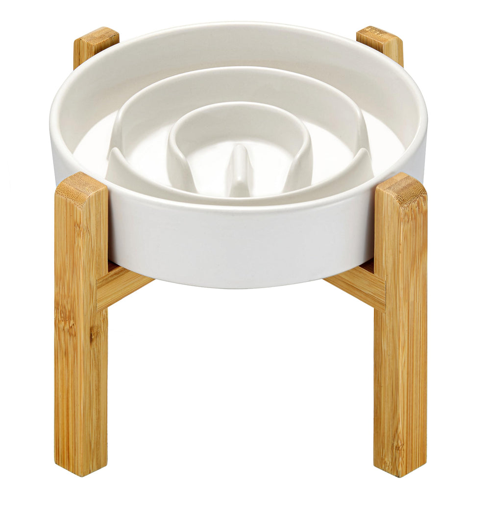 MOPANG ceramic slow-feeder bowl elevated 8in supports healthier eating posture