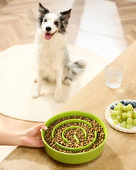 MOPANG ceramic slow-feeder large dog bowl side view reveals sturdy, chew-resistant ceramic for big dogs.
