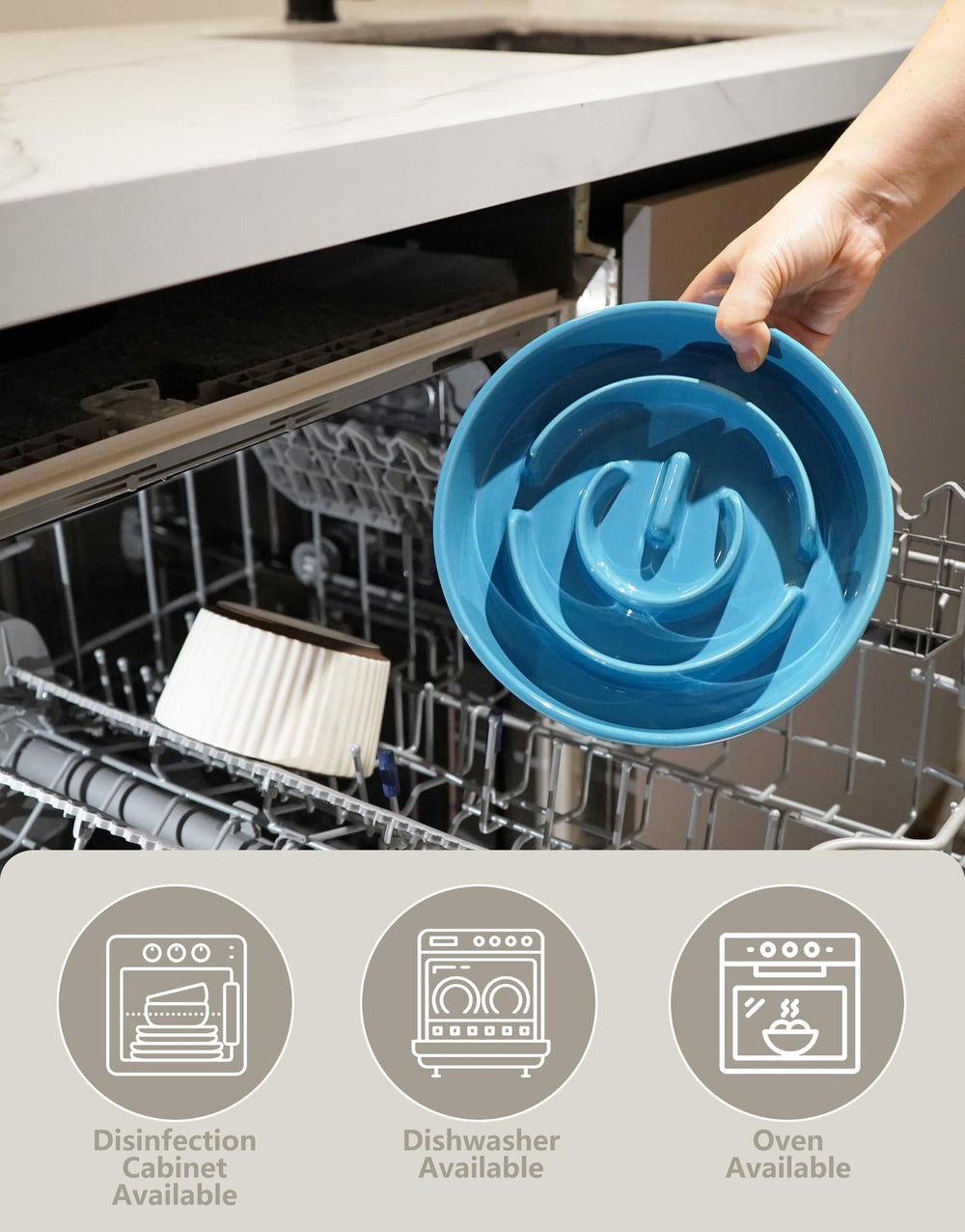 MOPANG easy clean dishwasher safe dog bowl in a kitchen scene