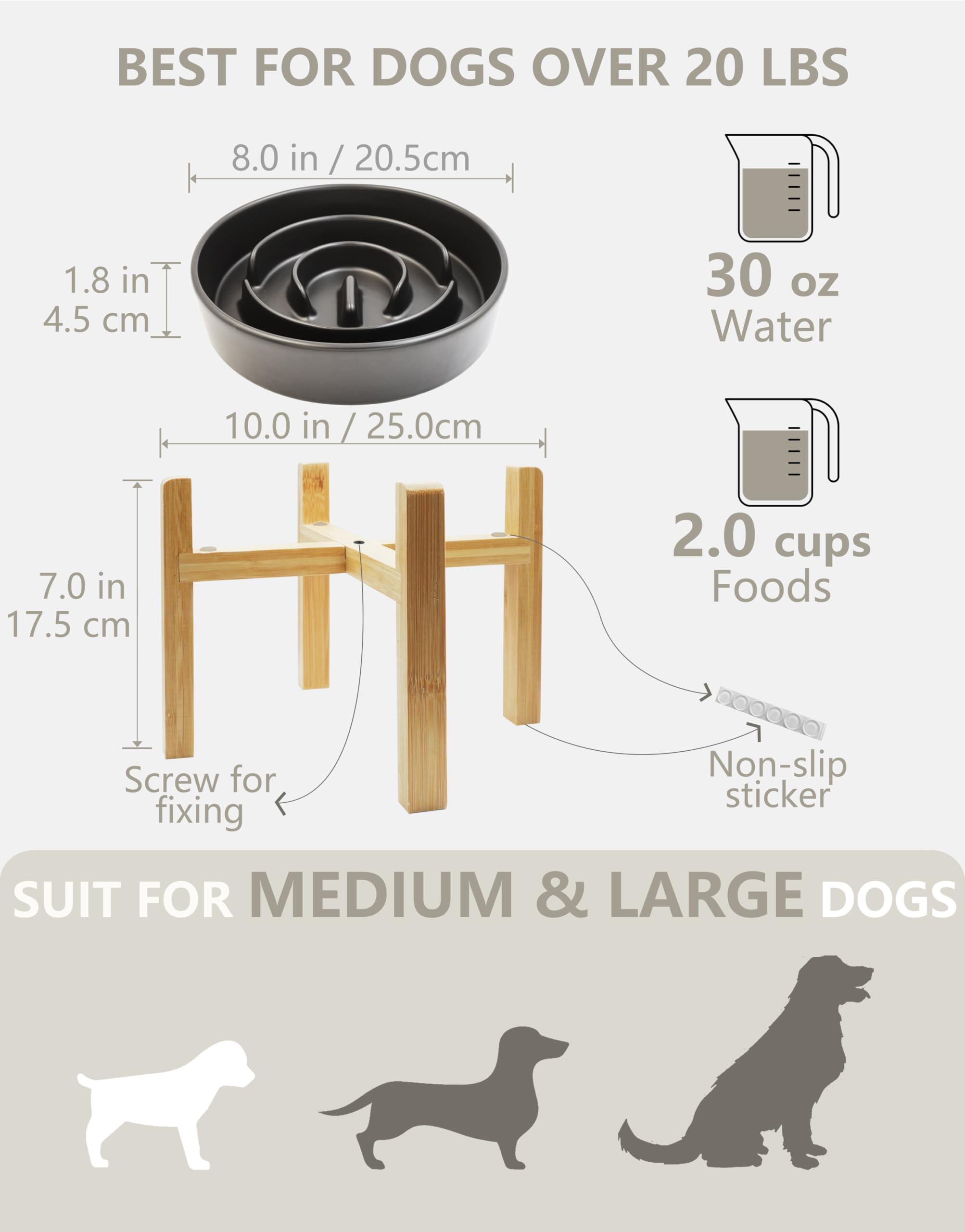 MOPANG elevated slow feeder reduces neck strain during dog meals.