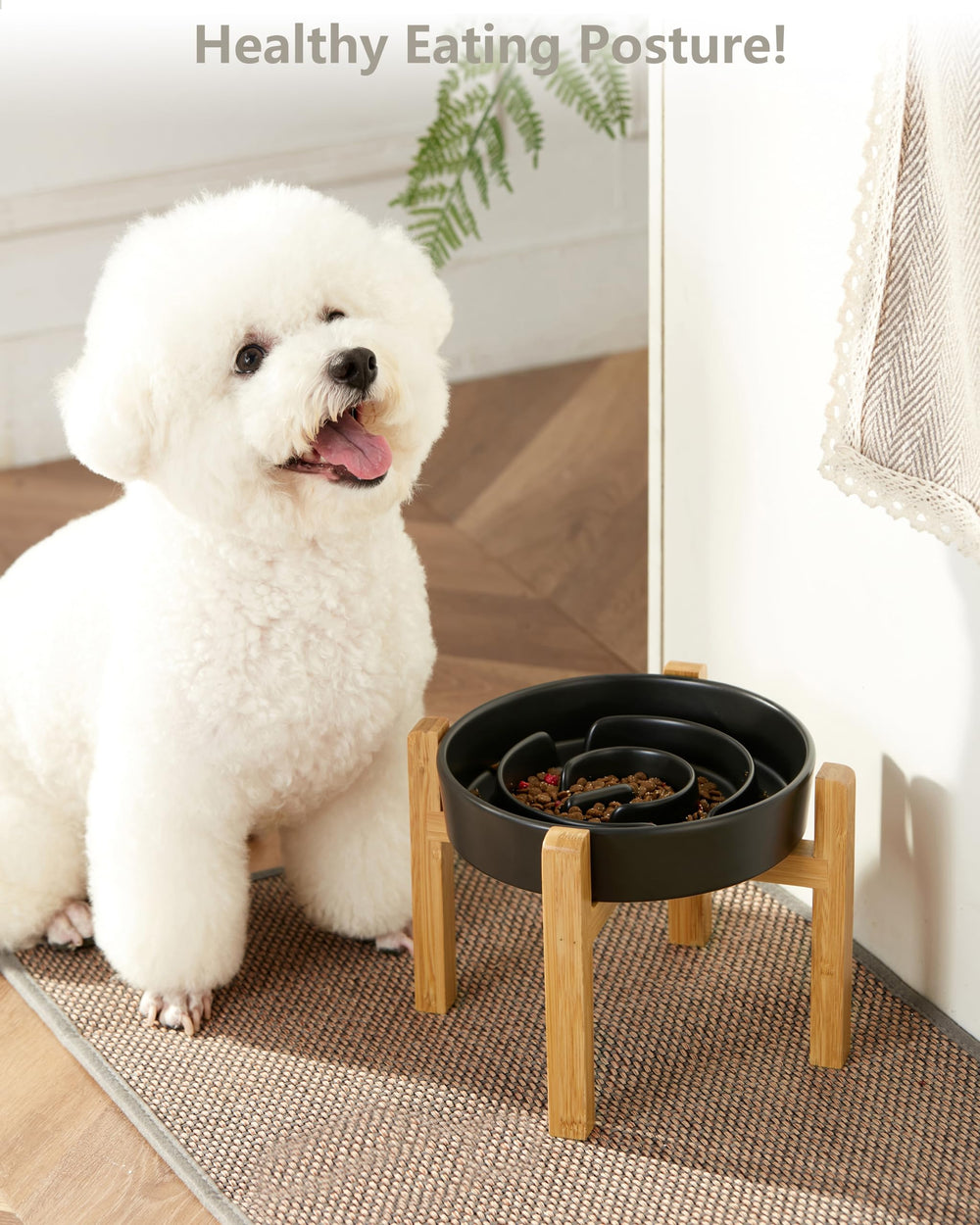 MOPANG slow feeder ceramic bowl - 8-inch size for medium to large dogs.