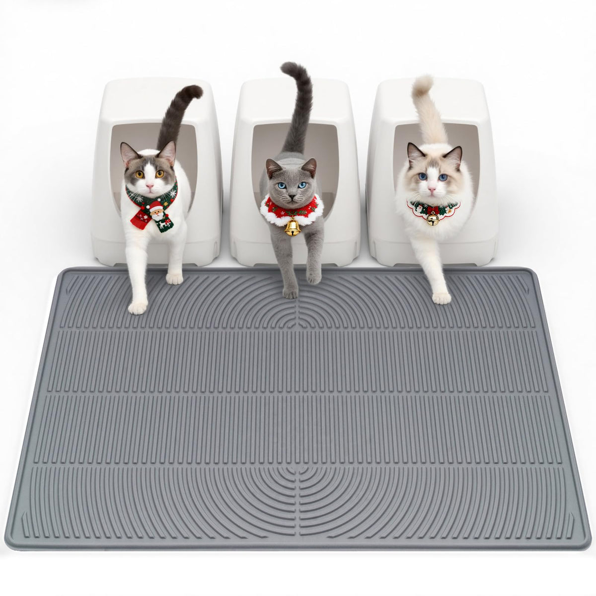 Mora Pets Cat Litter Mat 40x28 inches provides expansive coverage to trap litter scatter.