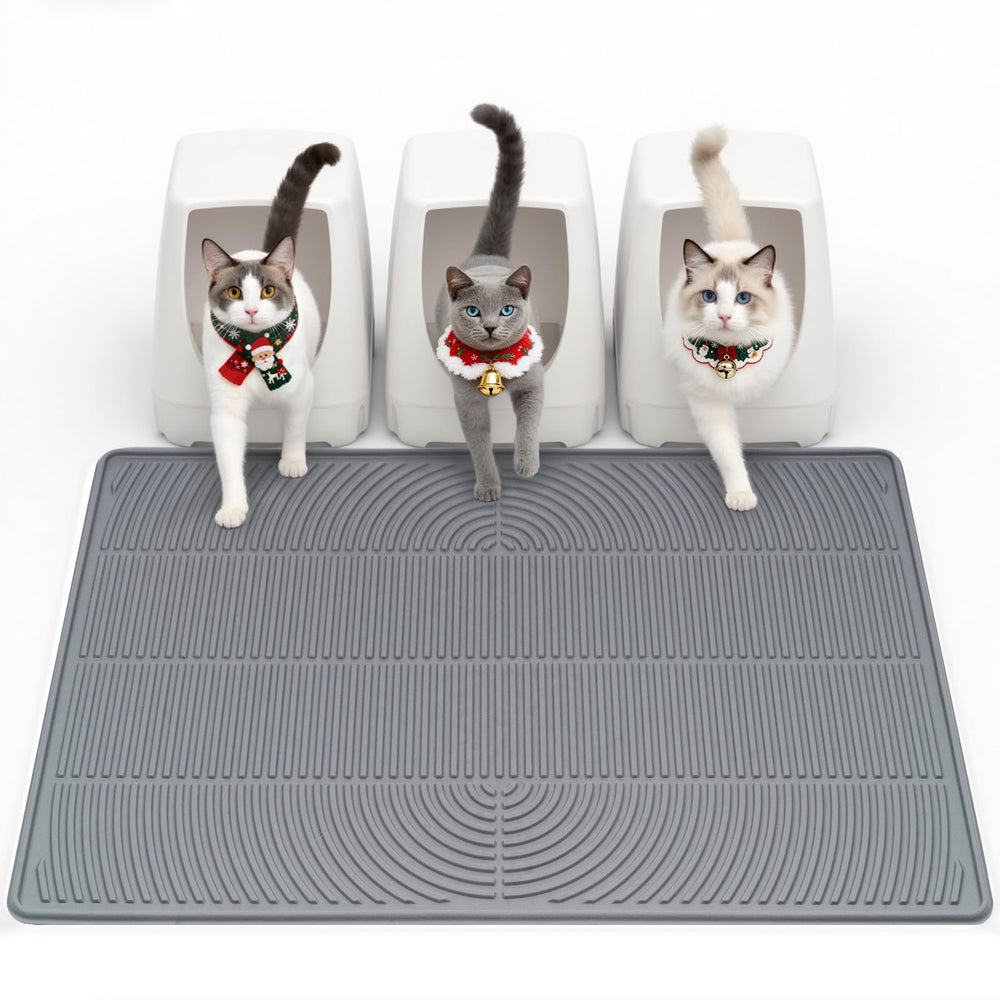 Mora Pets Cat Litter Mat 40x28 inches provides expansive coverage to trap litter scatter.