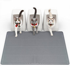 Mora Pets Cat Litter Mat 40x28 inches provides expansive coverage to trap litter scatter.
