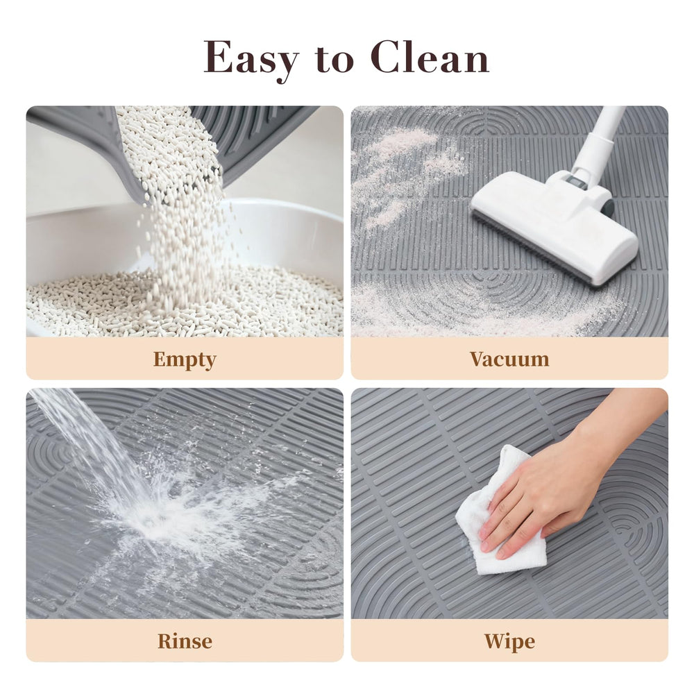 Mora Pets Cat Litter Mat easy-to-clean raised edges block spills and simplify maintenance.