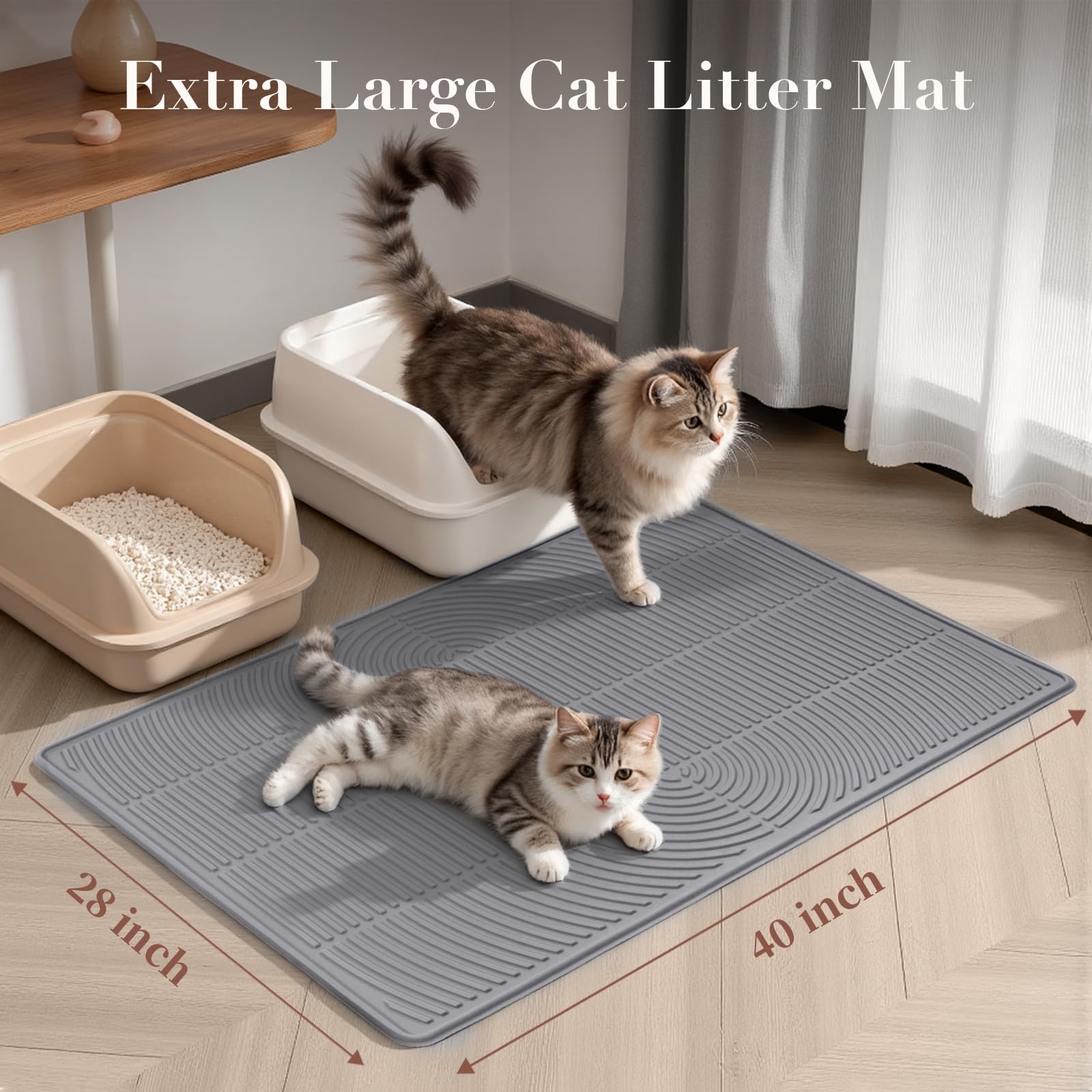 Mora Pets Cat Litter Mat non-slip and stays in place during busy moments.