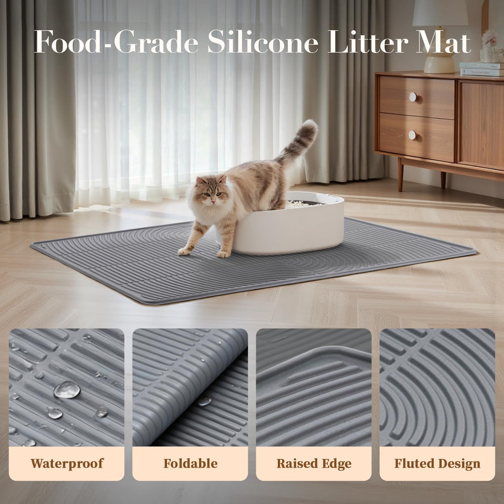 Mora Pets Cat Litter Mat striped grooves trap litter efficiently, keeping floors cleaner.