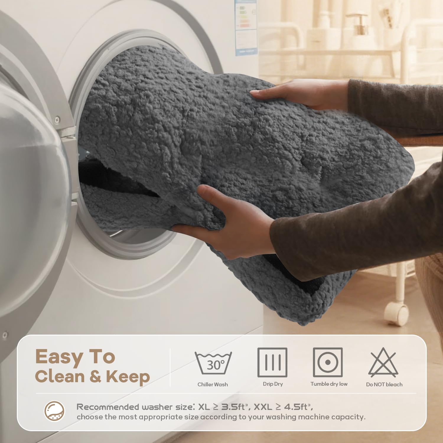 Mora Pets dog bed grey color blends with home decor