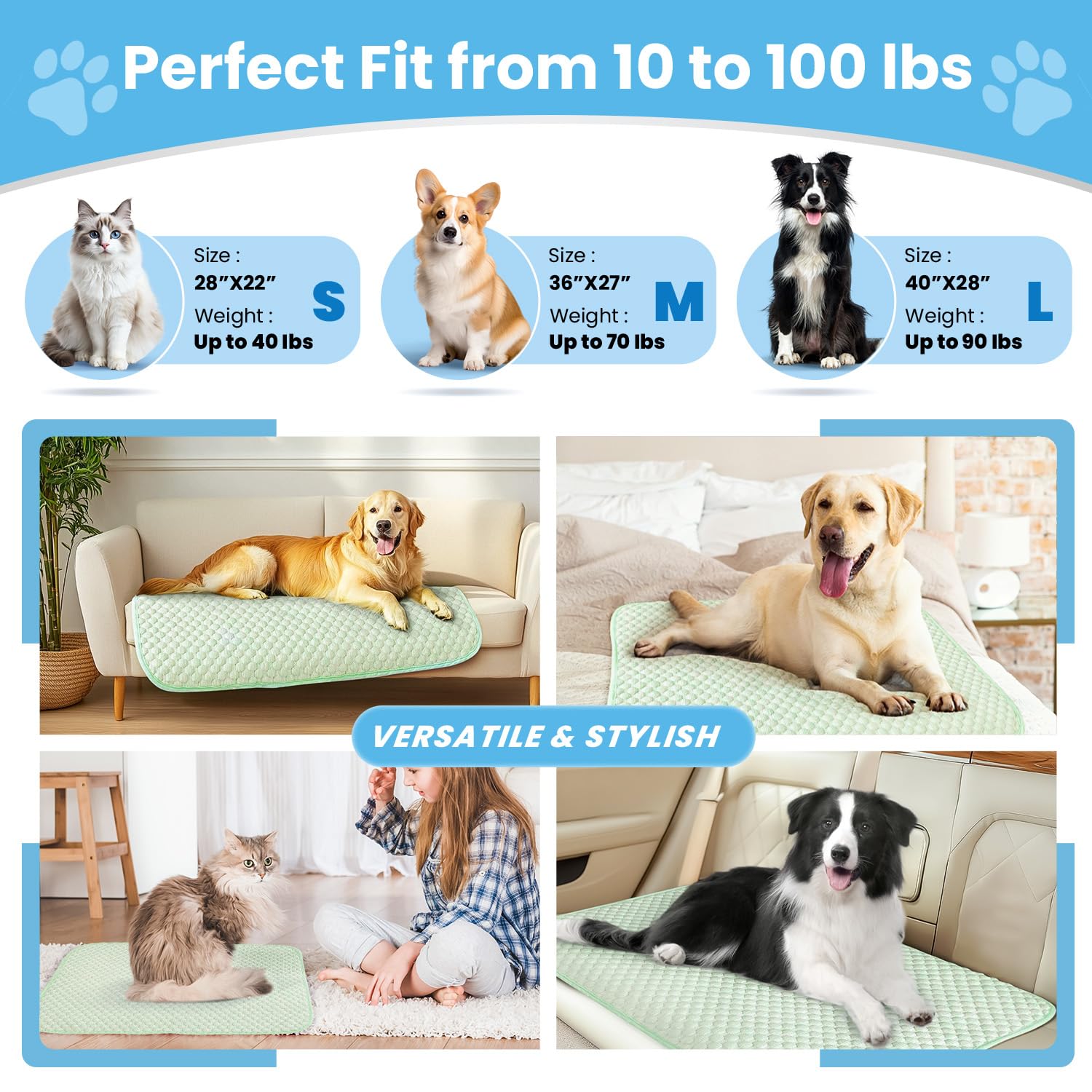 Mora Pets cooling mat bottom view reveals non-slip grip for steady placement.