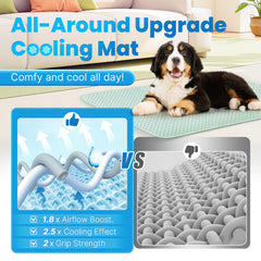 Mora Pets cooling mat close-up shows breathable fabric and smooth surface for comfort.