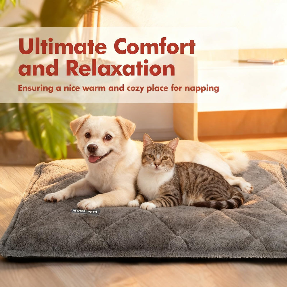 mora-pets self-heating bed in use in a bedroom promoting calm rest