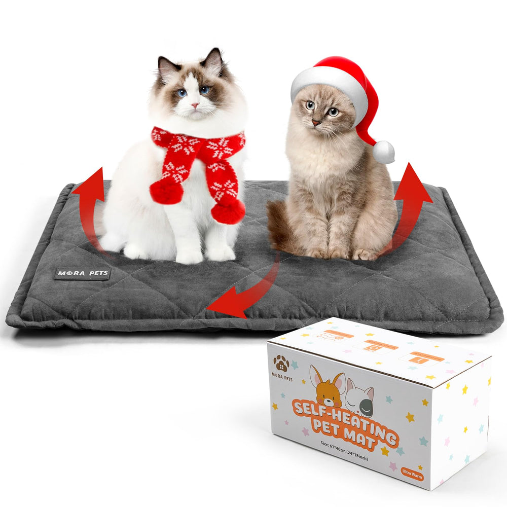 mora-pets self-heating bed top view shows cozy warmth for indoor cats