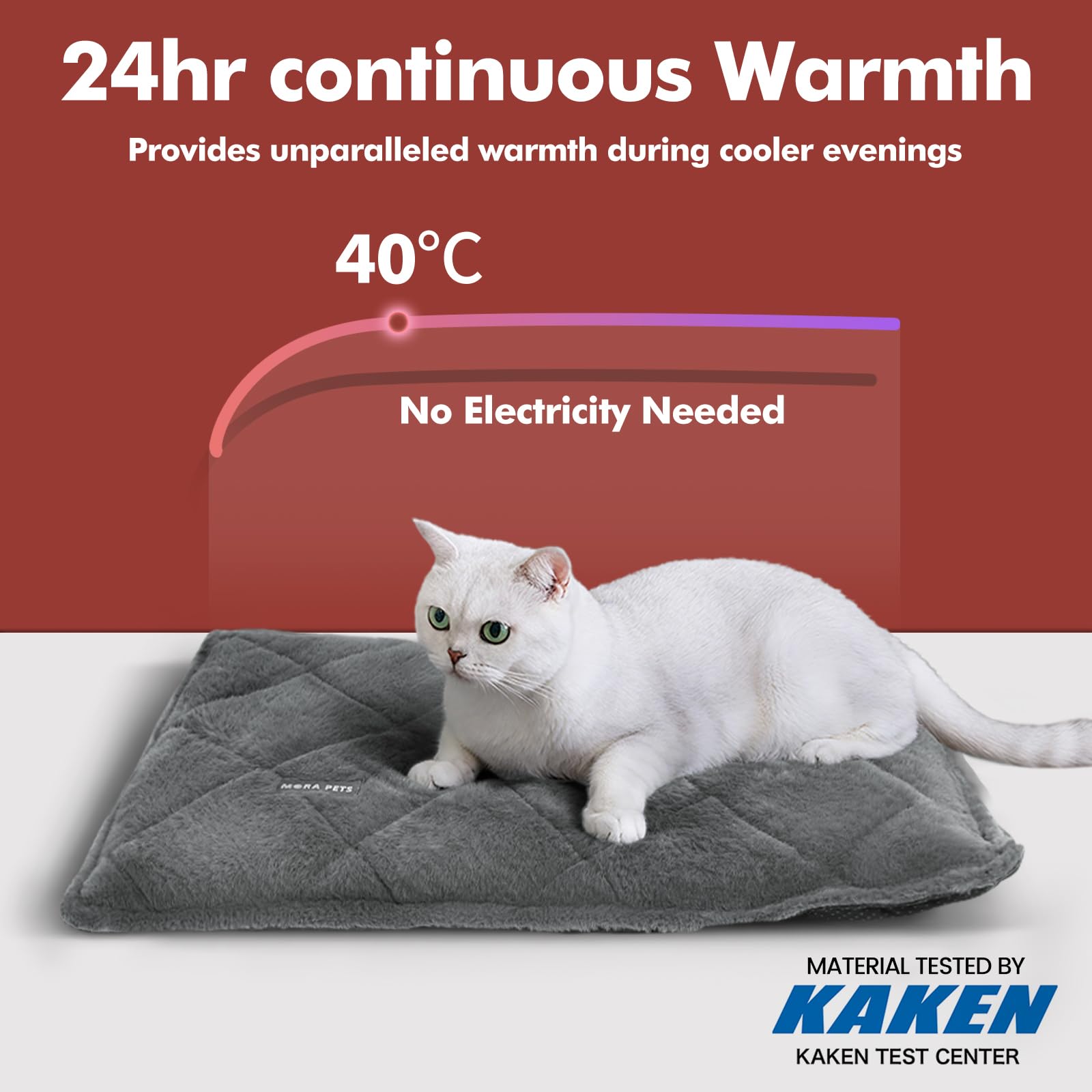Mora Pets self-heating cat bed delivers continuous warmth for lounging indoors.