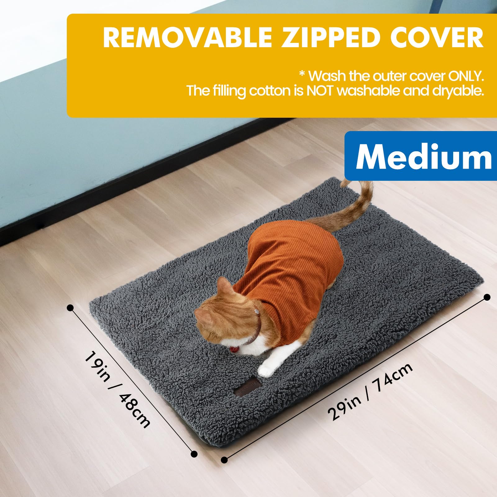 Mora Pets self-warming bed-machine-washable-cover allows quick cleanup after muddy paws.