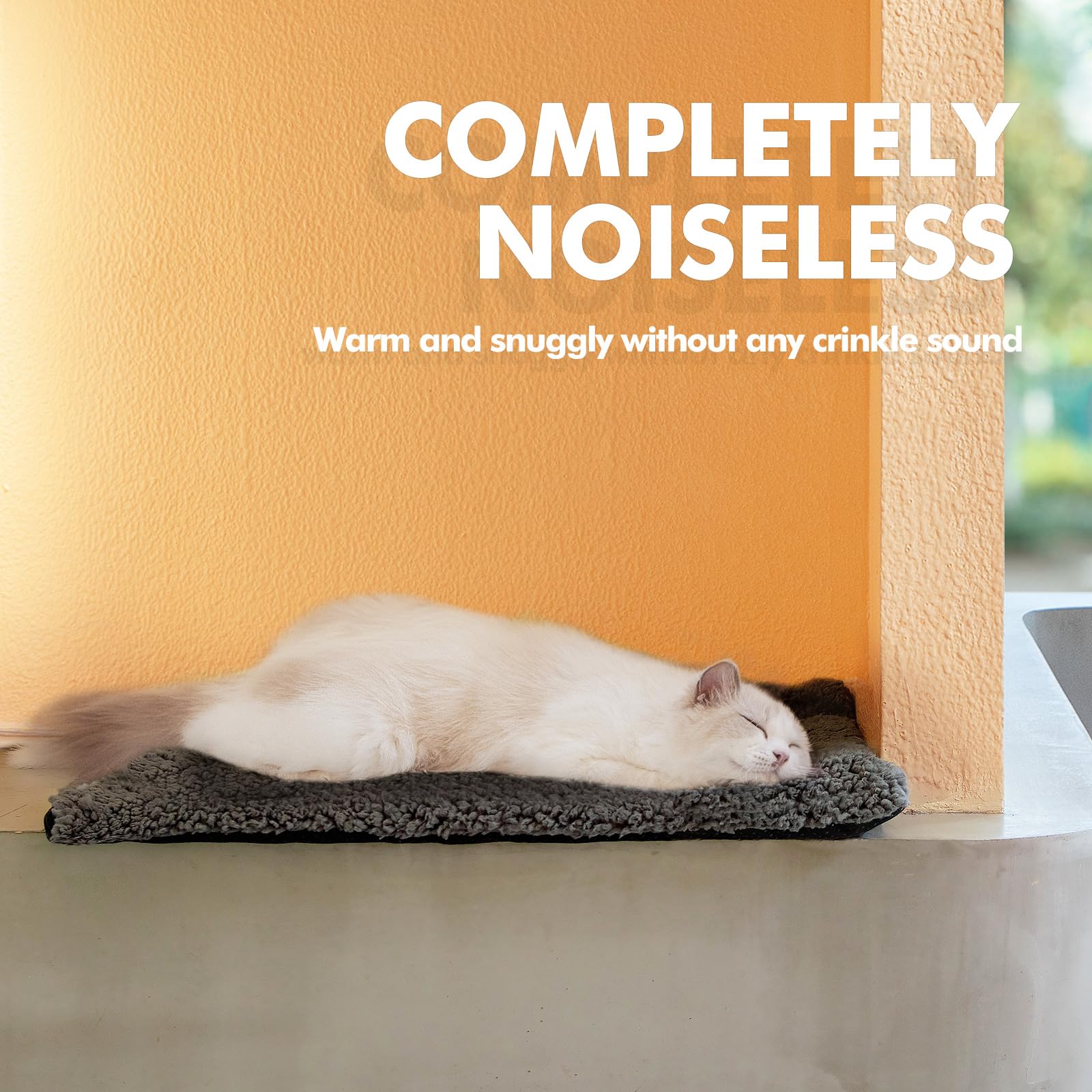 Mora Pets self-warming bed soft-surface provides instant snuggle comfort for naps.