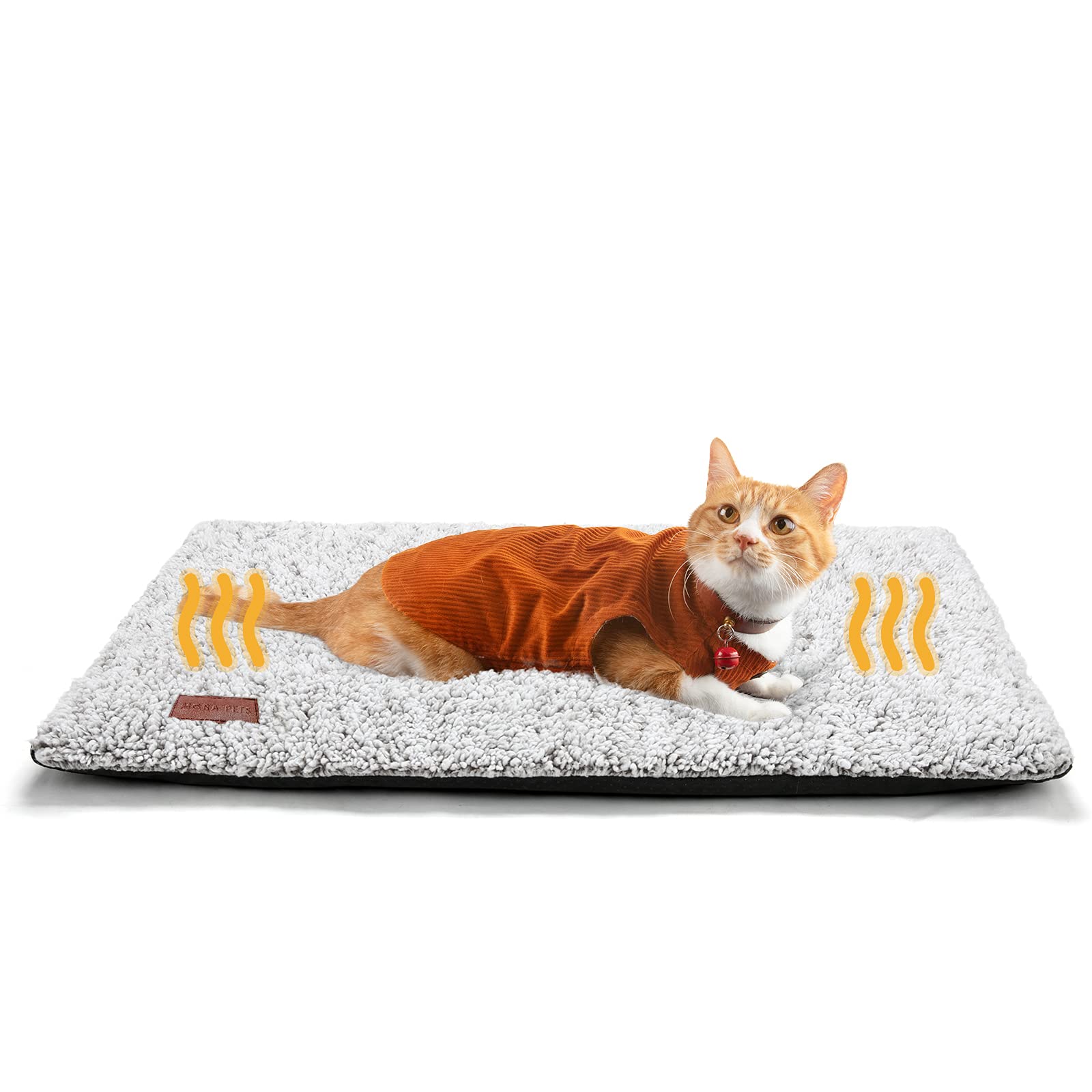 Mora Pets self-warming cat bed cozy den use showing calming warmth for anxious pets