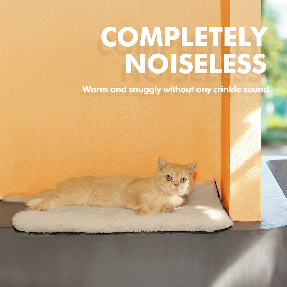 Mora Pets self-warming cat bed top cover close-up carbon-infused warmth.
