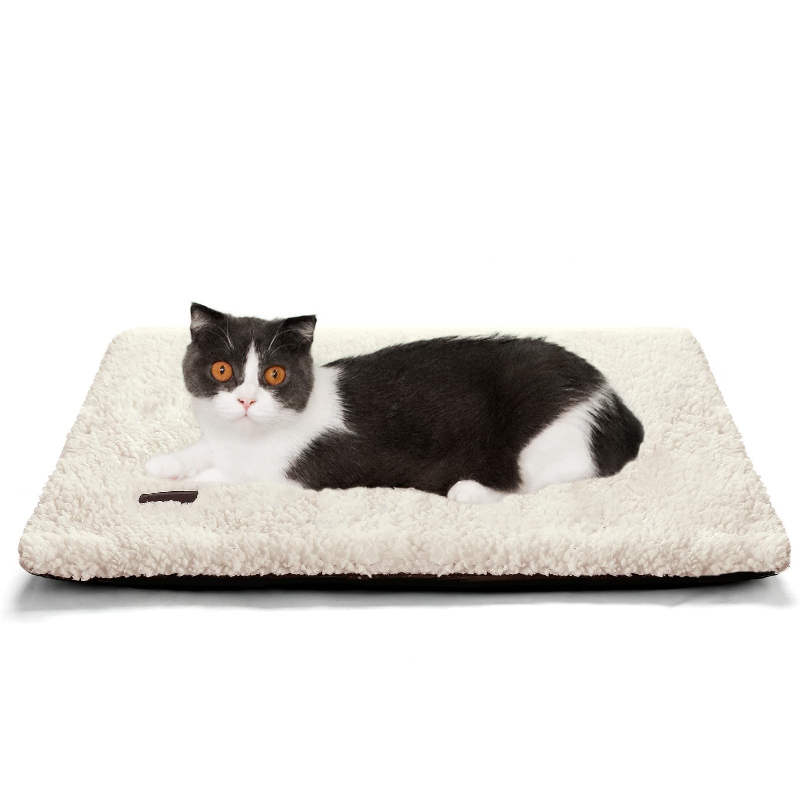 Mora Pets self-warming cat bed ultra-soft fabric provides cozy snuggle surface.