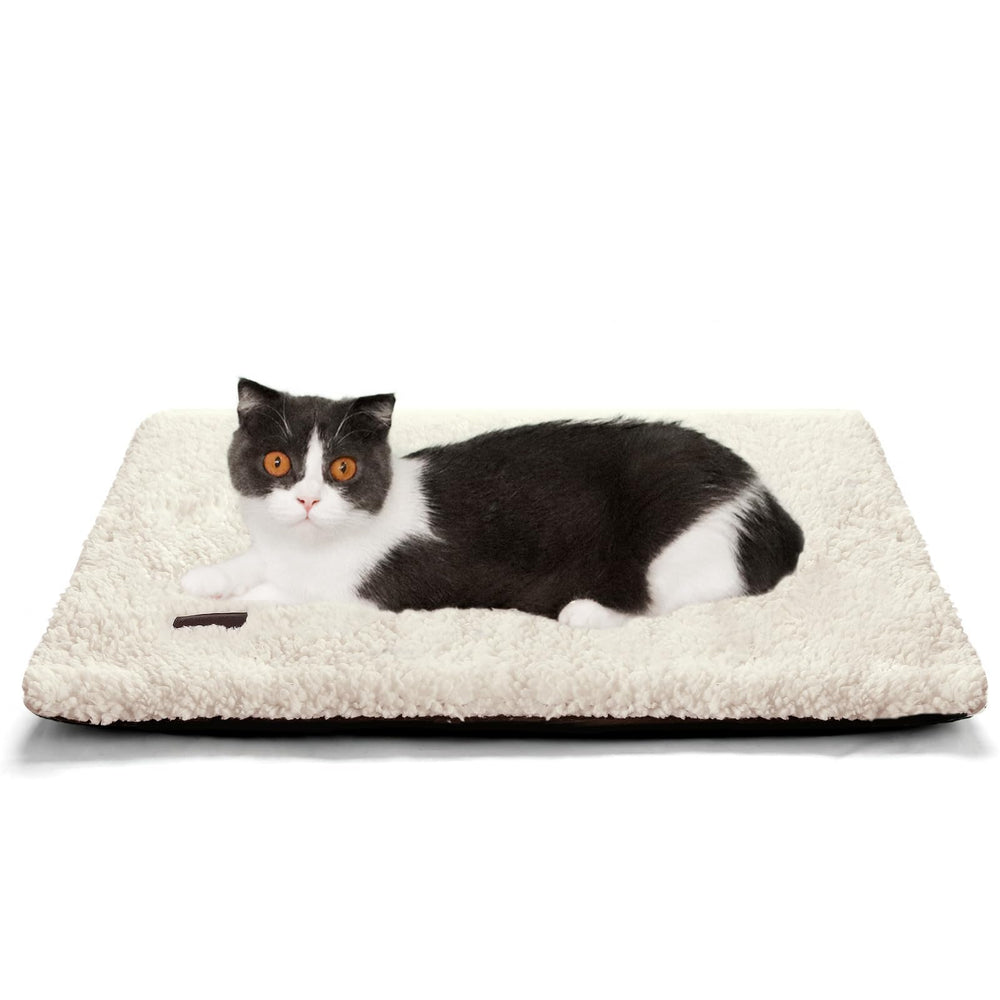 Mora Pets self-warming cat bed ultra-soft fabric provides cozy snuggle surface.