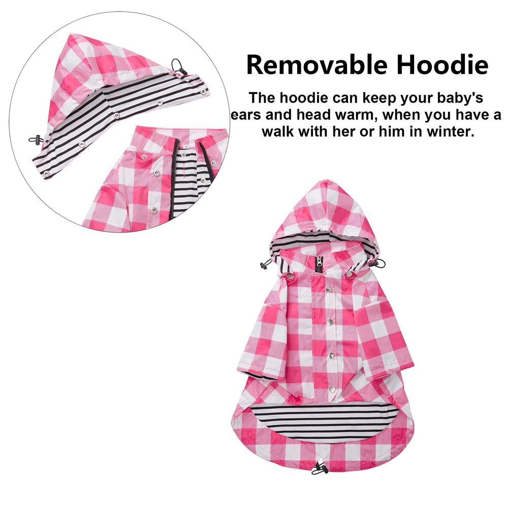 Morezi dog rain coat with durable button closures