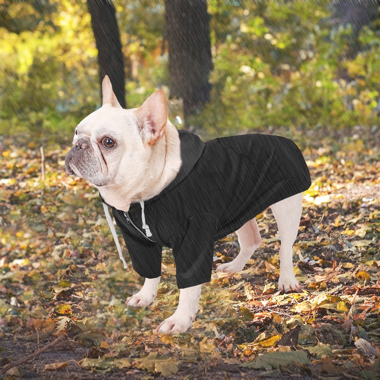 Morezi dog raincoat back pocket emphasizes convenient storage for bags and keys.