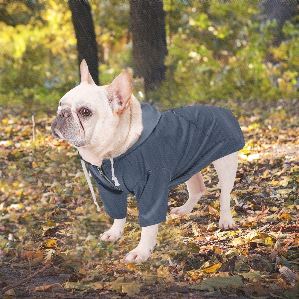 Morezi dog raincoat blue back pocket for storing treats and bags.