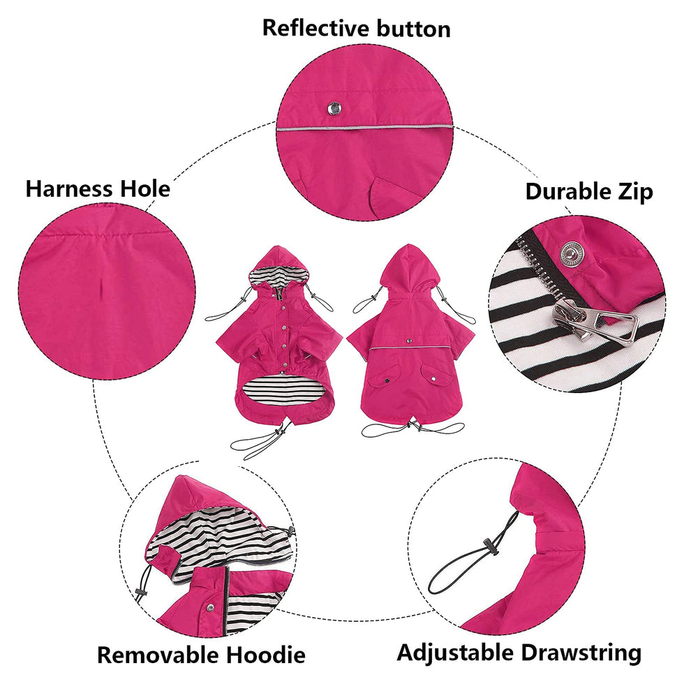Morezi raincoat showing harness hole and back pocket for essentials
