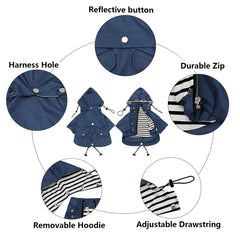 Morezi dog raincoat harness hole back pocket for easy leash access and small essentials.