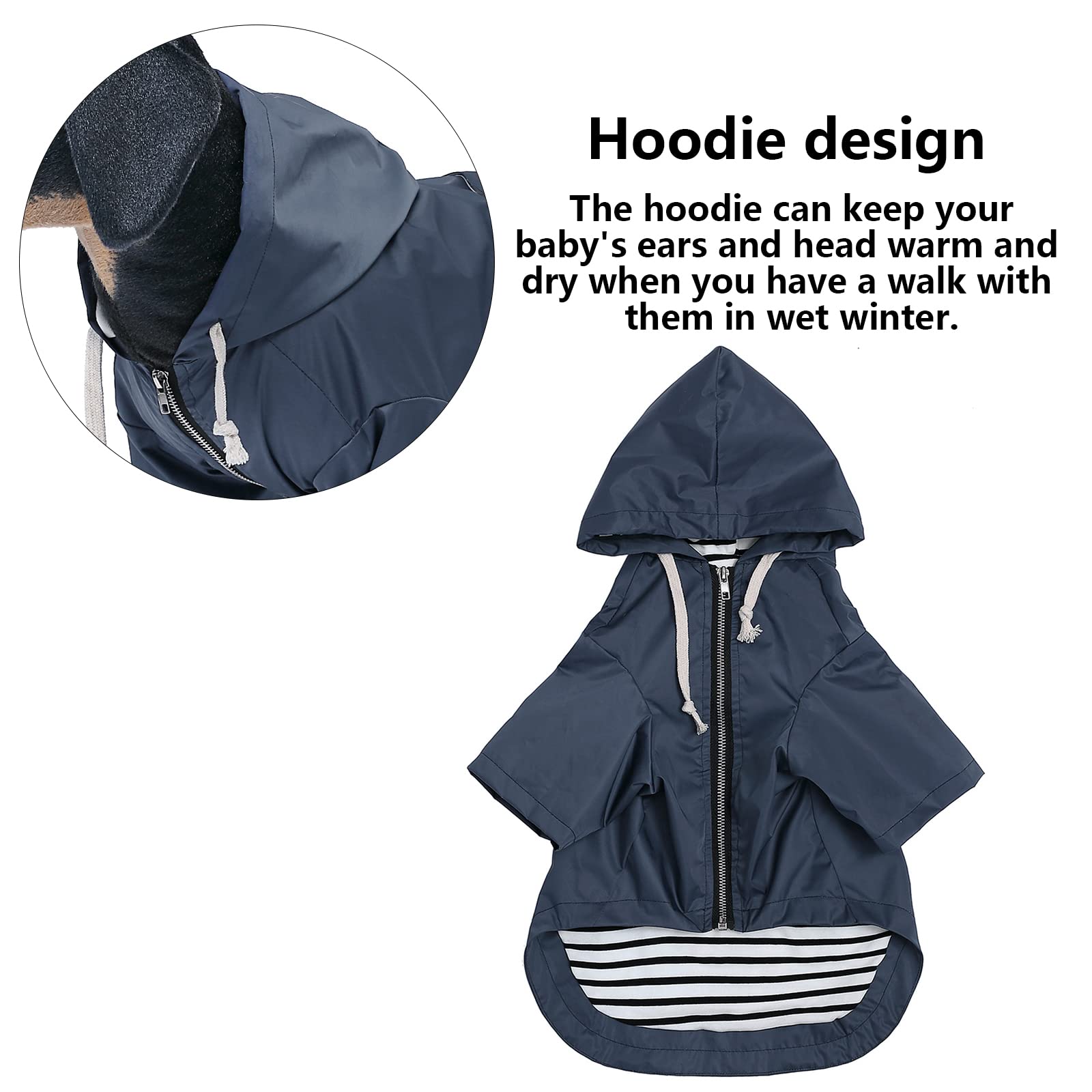 Morezi dog raincoat harness hole enables harness compatibility while walking.