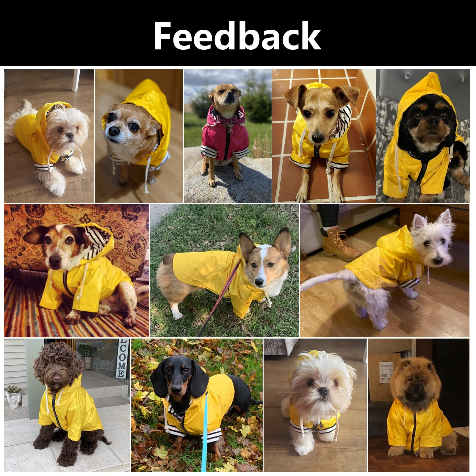 Morezi dog raincoat hood and side view showcases full-body coverage during wet walks.