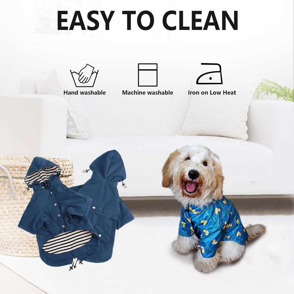 Morezi dog raincoat leg coverage keeps small pets comfortable during wet outings.