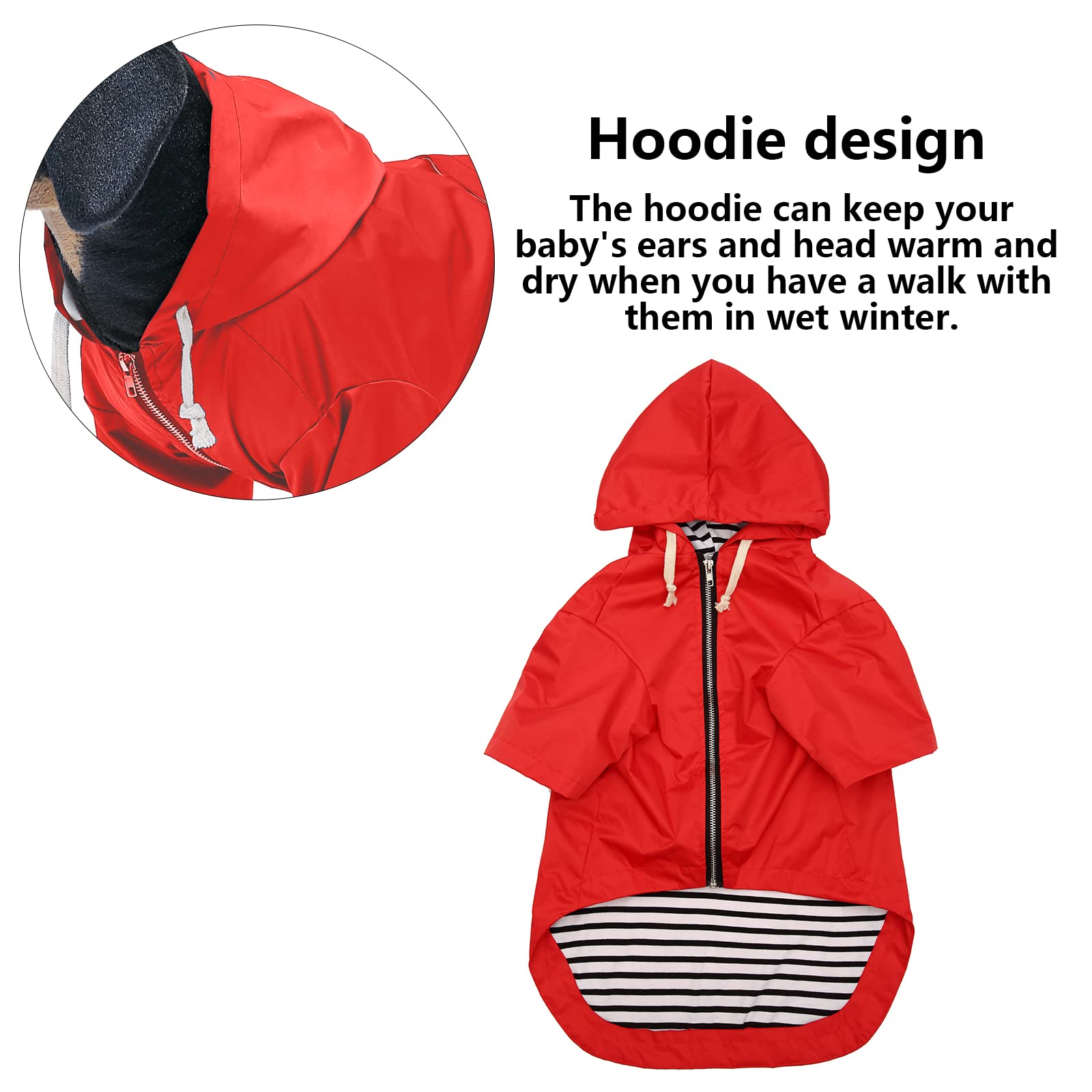 Morezi coat shows harness hole for easy leash attachment
