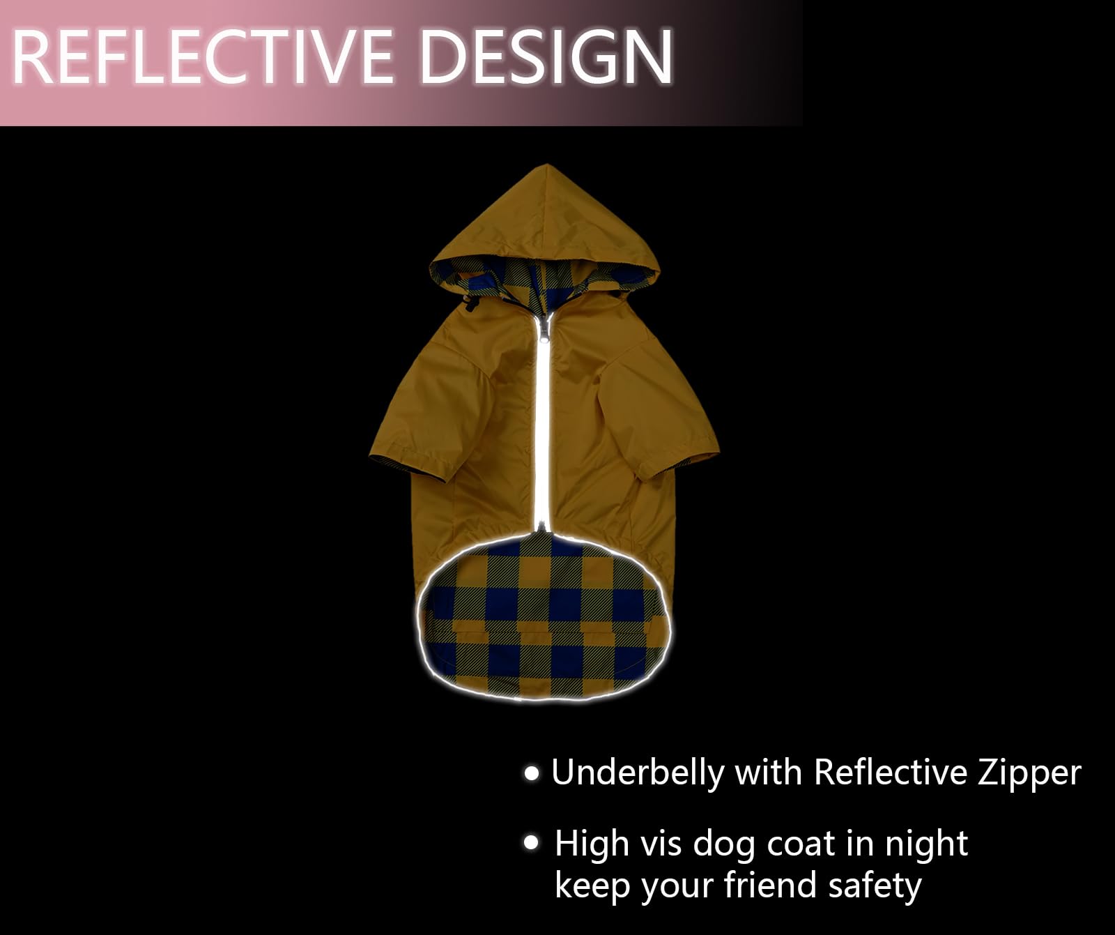 Morezi dog raincoat reflective zipper detail boosts nighttime visibility.