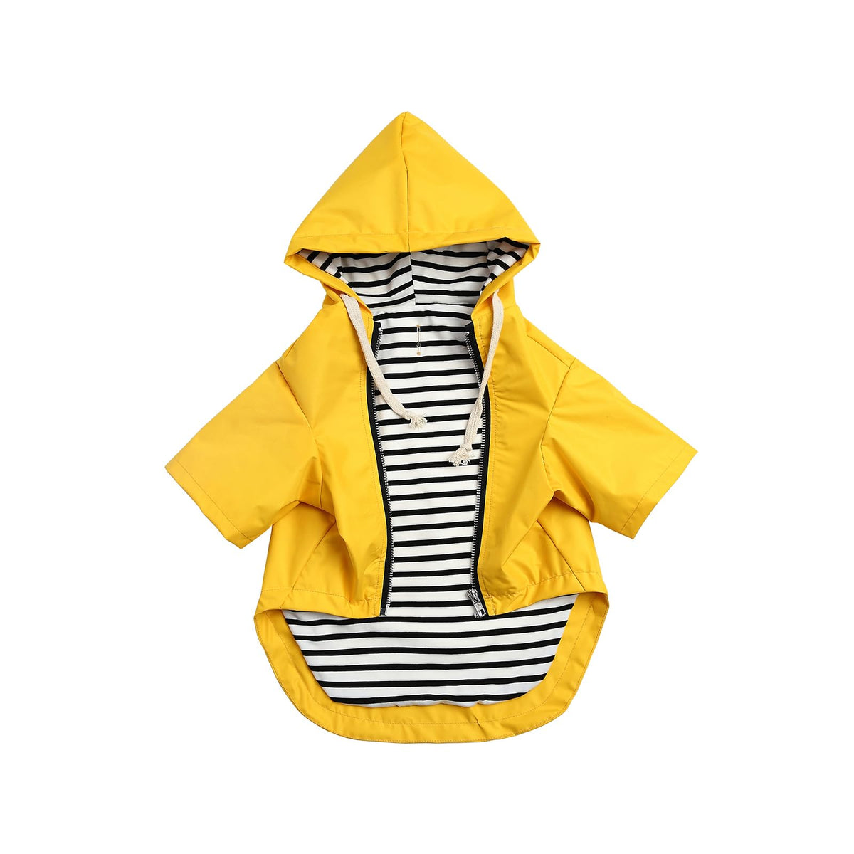 Morezi dog raincoat yellow hood demonstrates protective hood for muddy walks