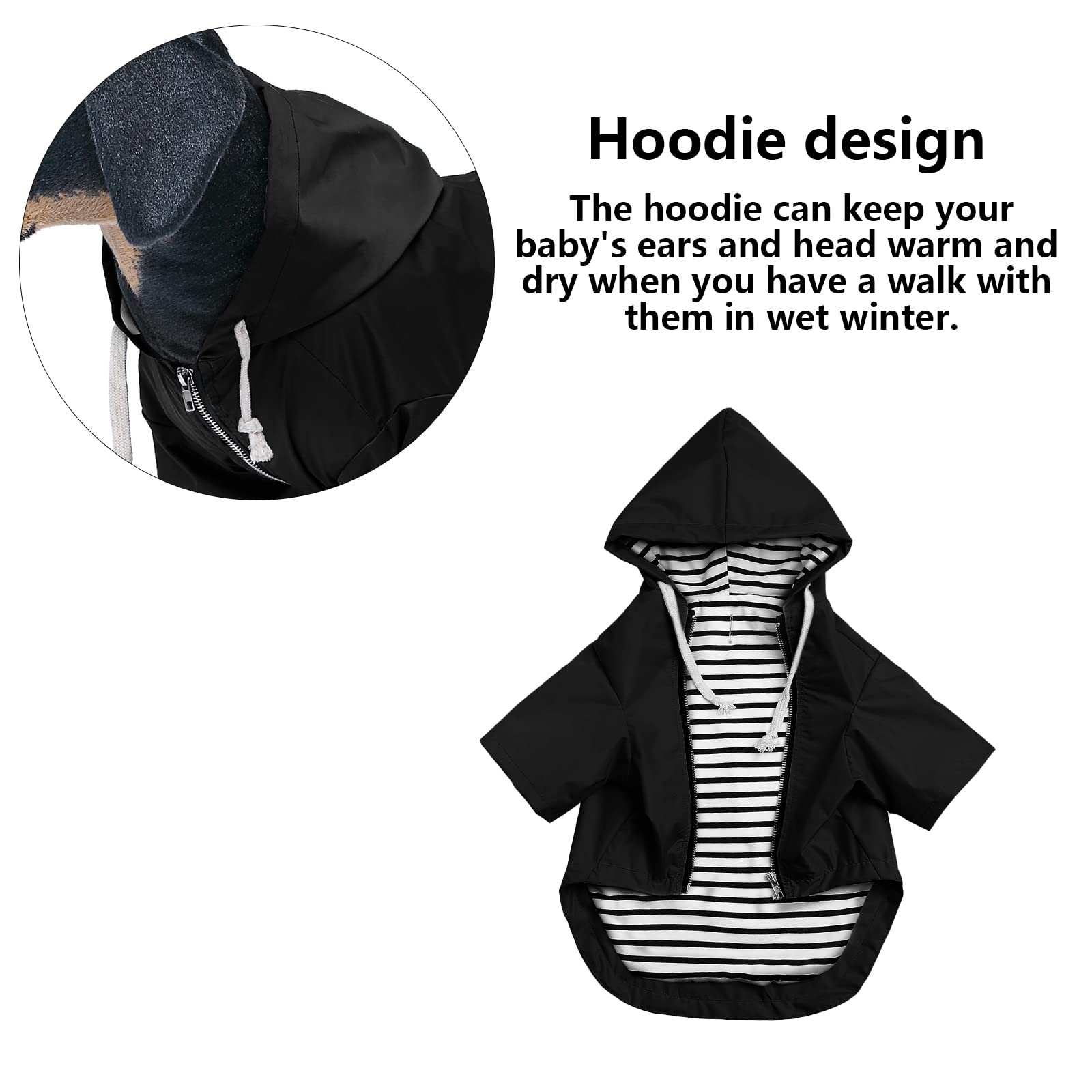 Morezi dog raincoat zipper detail showcases durable closure for easy wearing.