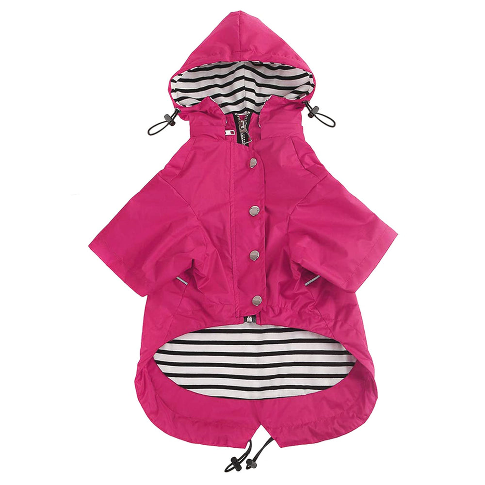 Morezi dog zip up raincoat in pink with hood on keeps your dog dry in rain