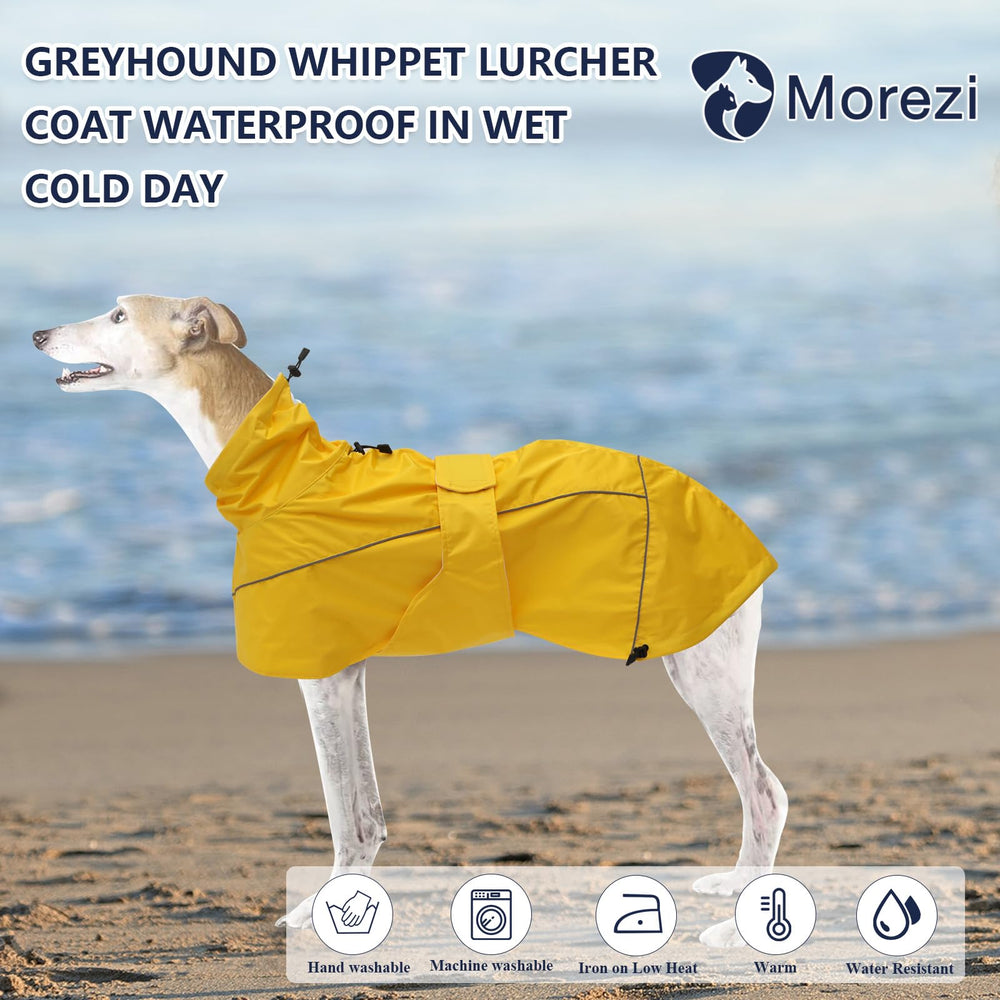 Morezi Greyhound Raincoat back with reflective bar for visibility